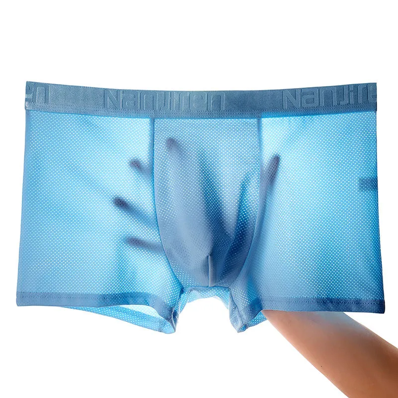 Underpants 4 pieces/batch of underwear men's ice mesh men's boxing breathable sexy youth boxing bamboo ventilation short net thin summer short 230407