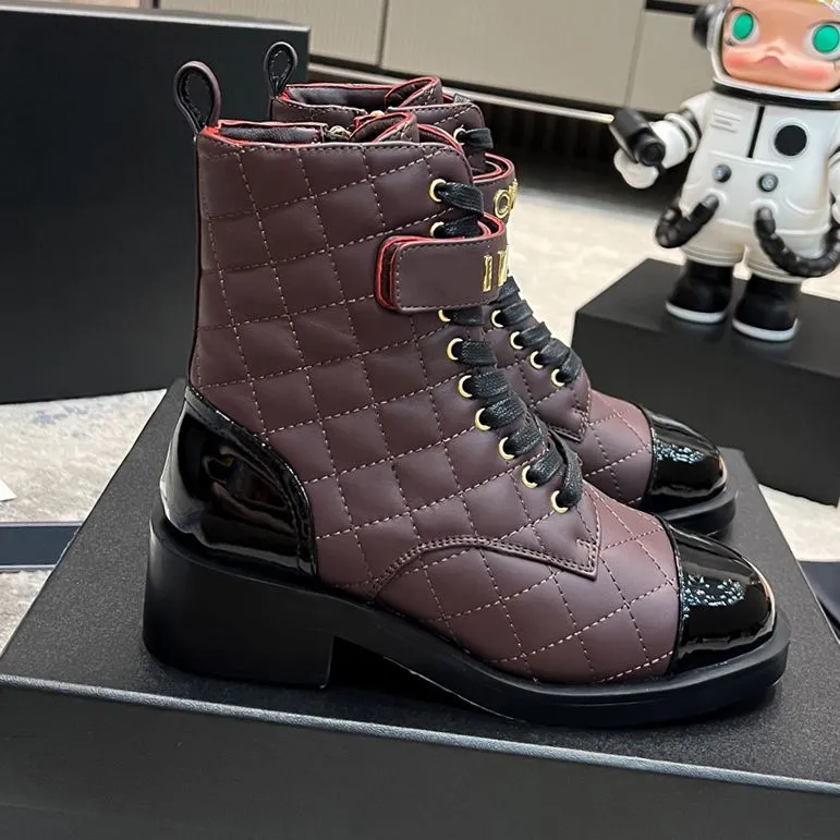 Top-Designer-Stiefel, 23er-Jahre-Stiefeletten, Damenstiefel, farbig, runder Kopf, dicke Sohle, erhöhte elastische Martin-Stiefel, Schnürschuhe, verstellbare Reißverschluss-Öffnung, Kampfstiefel