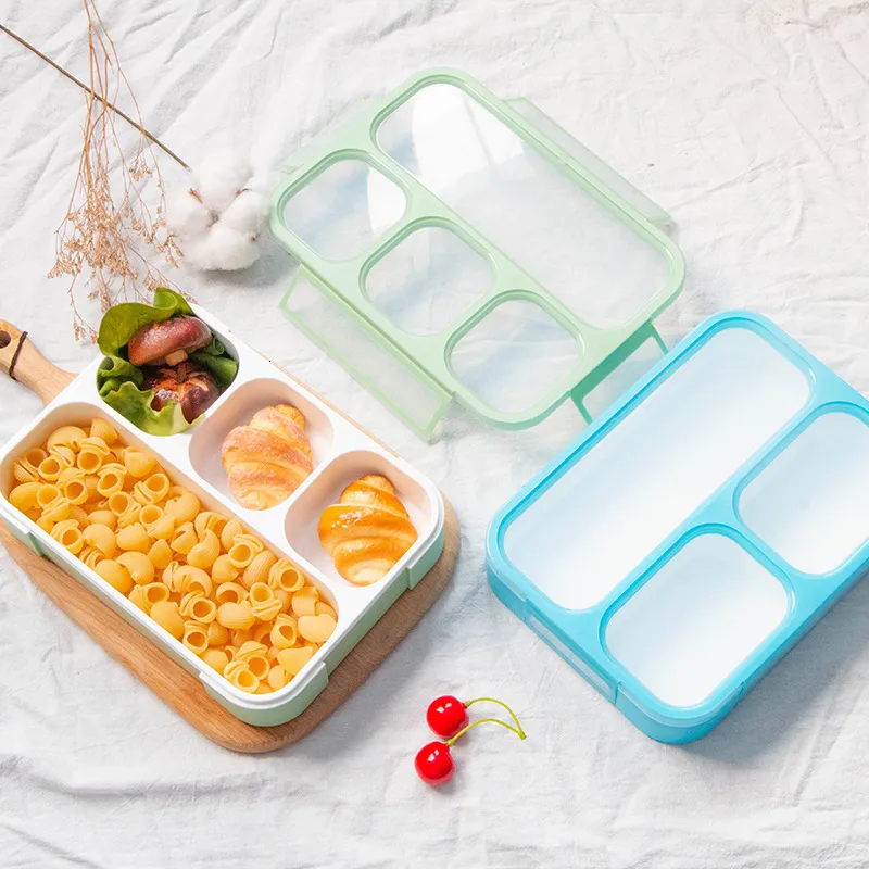 Bento Boxes 1000ML grille boîte à lunch haute capacité anti-fuite portable alimentaire conteneur voyage bureau école 3/4 grille micro-ondes portable boîte 230407