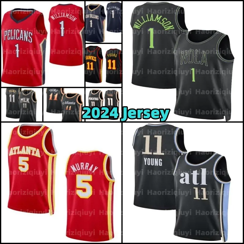 Trae 11 Young New Mens Orleans Atlantas Hawk Pelican Basketball Jersey S-2XL Zion 1 Williamson Spud 4 Webb Ivory White Dejounte Murray 5