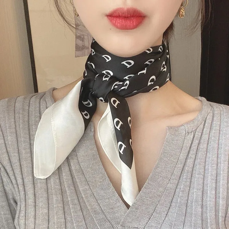 Silk Scarf With C Letters, Mulberry Lightweight Square Medium Headband ...