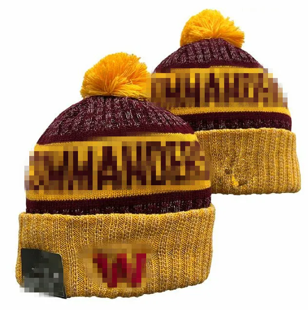 Men Knitted Cuffed Pom Washington Beanies was Bobble Hats Sport Knit Hat Striped Sideline Wool Warm BasEball Beanies Cap For Women