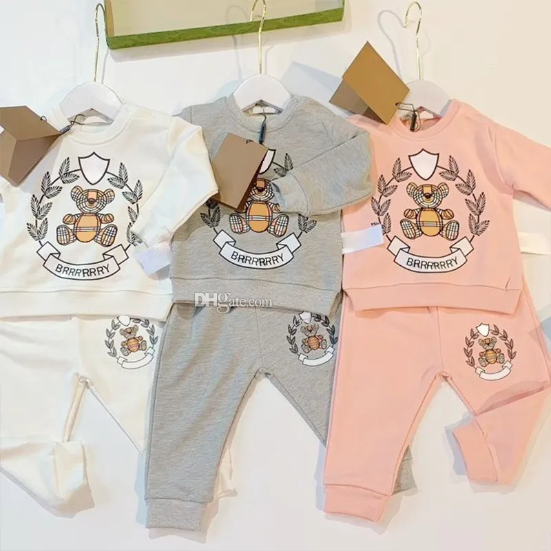 1-3 year Baby Hoodies sets Kids clothes Sweatshirts little toddler Clothing set Designer Boys Girls warm blue pink grey Outfits Tracksuit