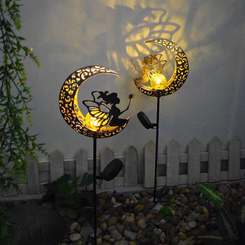 Lampade da prato a led Luci solari per esterni Impermeabile Moon Fairy Prato da giardino Lampade solari per Pathway Paesaggio Cortile Decorazione ghirlanda P230406