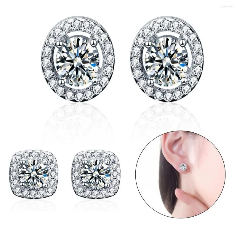 Stud Earrings 0.5 Carat Certified Diamond Moissanite For Women Silver Studs 925 Diamonds Ear Wedding Fine Jewelry Gift