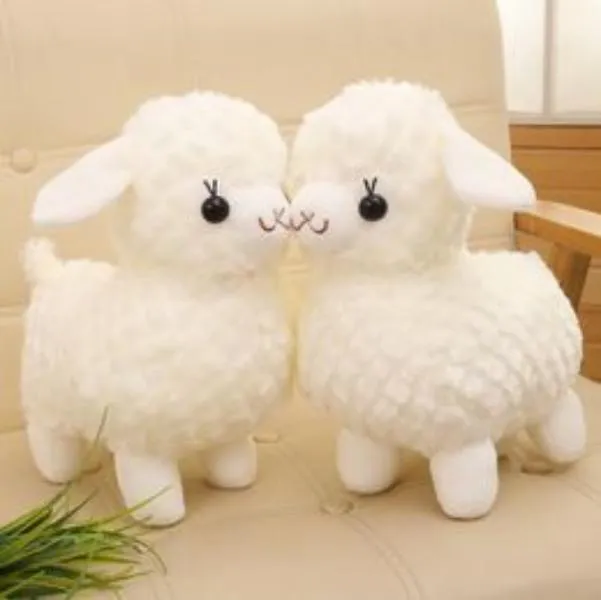 25 centimetri Cute Cartoon Pecora Alpaca Bianco Peluche Per I Bambini Del Bambino Morbido Cotone Fluff Divertenti Giocattoli di Peluche Nano Bambole Per Bambini regali LA203