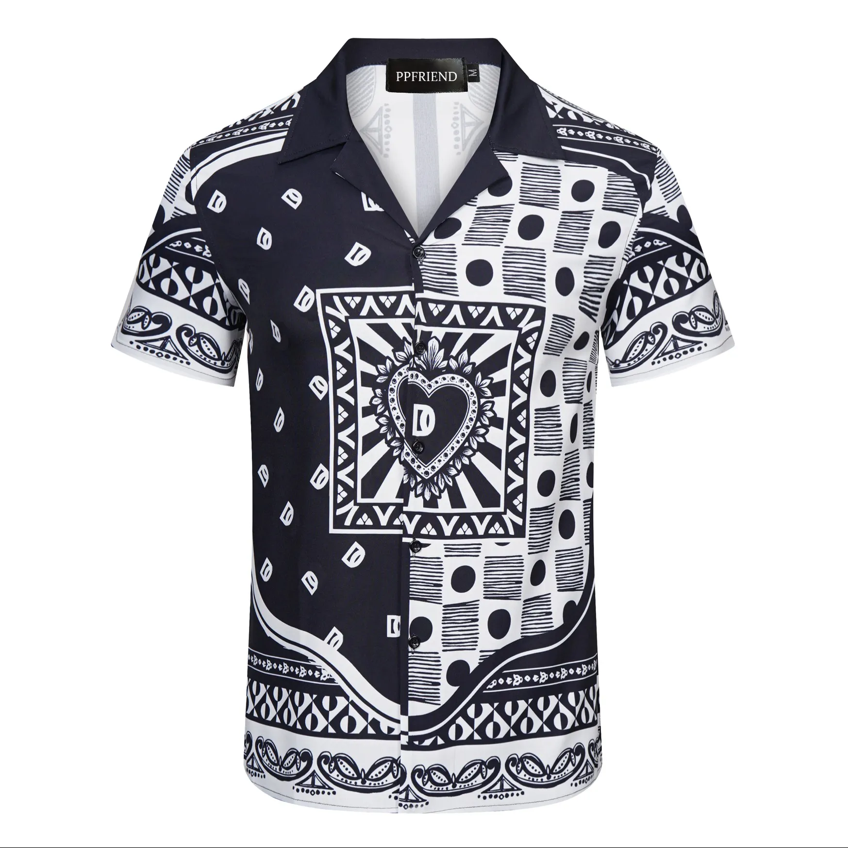 Мужские дизайнерские рубашки брендская одежда мужская шорты рукава рукава рубашка хип -хоп высококачественные хлопковые топы 104160