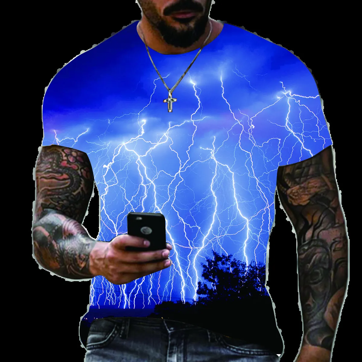 Mens Tshirts Summer Overized Tshirt Casual Lightning Cool 3D Digital Printed T Shirts For Men Short Sleeve Tee 230406