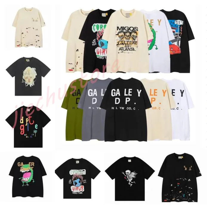 Galeriler Tee Depts Tişörtler Tasarımcı Erkekler Kadın Yaz Moda Mektubu Baskı Pamuklar Gevşek Üstler Sıradan Luxurys Street Kısa Kol Kıyafetleri S-XL