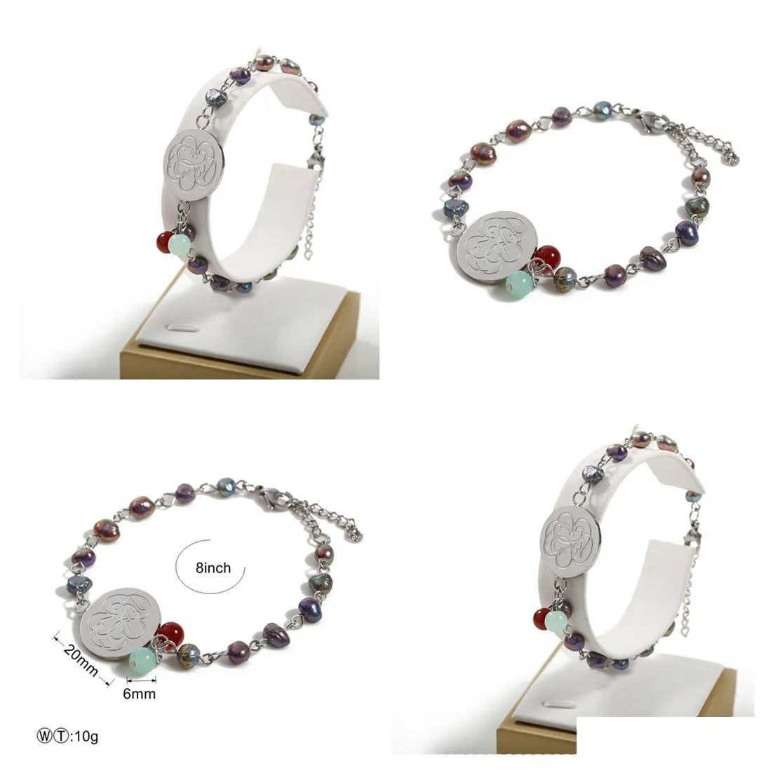 Bransoletka Bangle Natural Pearl Beaded Bransoletka Psera de Oso Uroki ze stali nierdzewnej upuszcza biżuteria bransoletki dhtix