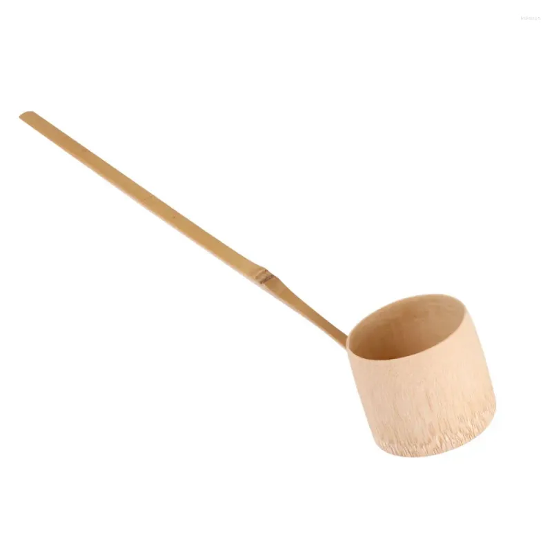 Cucchiaio da tè Mestolo Cucchiaio da acqua Scoop Cucina giapponese In legno di teawood Mestoli da zuppa Maniglia da bagno Mestolo Tazza Cerimonia Bailer Hishaku Cinese