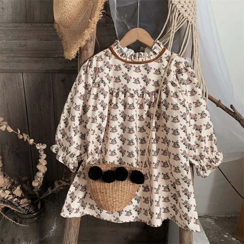 Girl's Dresses Autumn Baby Girl Dress Japan South Korea Children's Flower Clothing Temperature Long Sleeve Retro Princess Dress Children's Casual Dress 230407