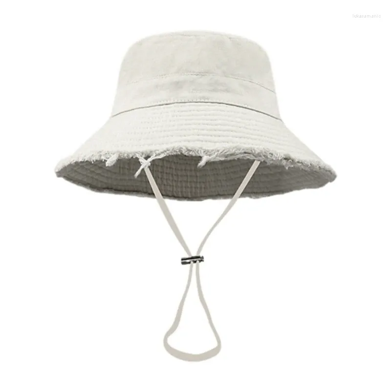 Bérets Chapeau de seau anti-UV pour adultes avec badge en alliage Casquette de pêcheur de sports de plein air pour femmes adolescentes Casual Summer Sunscreen Dropship