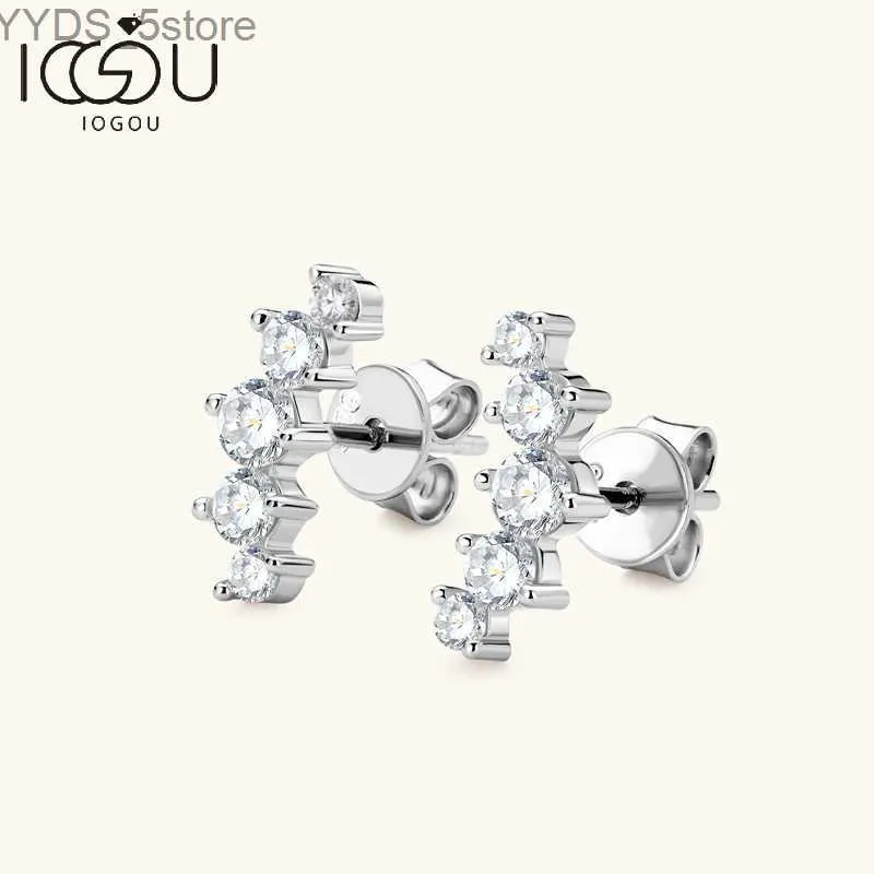 Stud Iogou Curved Stud örhängen 925 Silver Original D Moissanite smycken Tillbehör Ear Crler örhängen för flickor för kvinnor gåva YQ231107