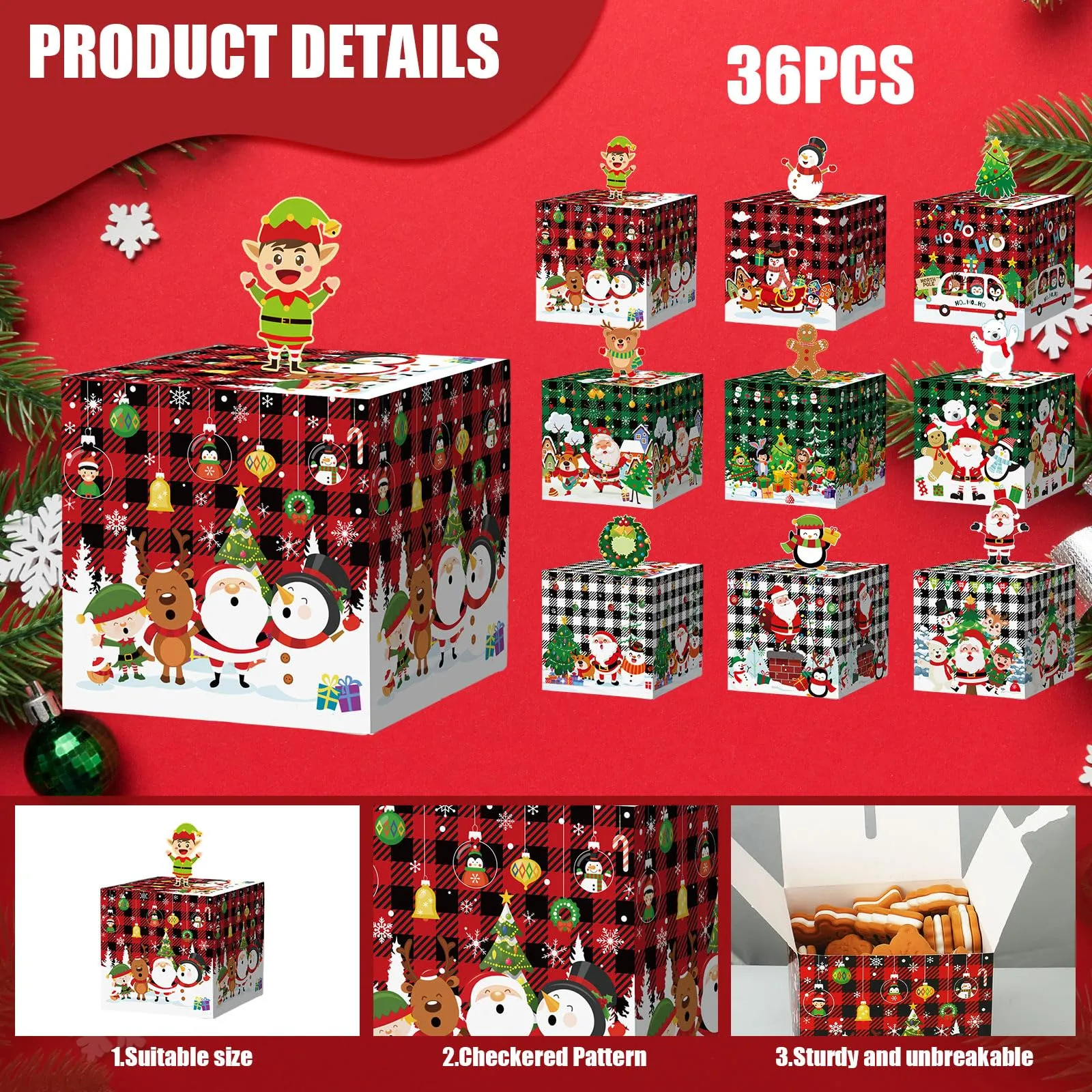 Juldekorationer presentförpackningar 3D Xmas Candy Treat Box Bakery Chocolate Goodie Containers Colorf Paper Goody Ornament for Kids Part OT9HP