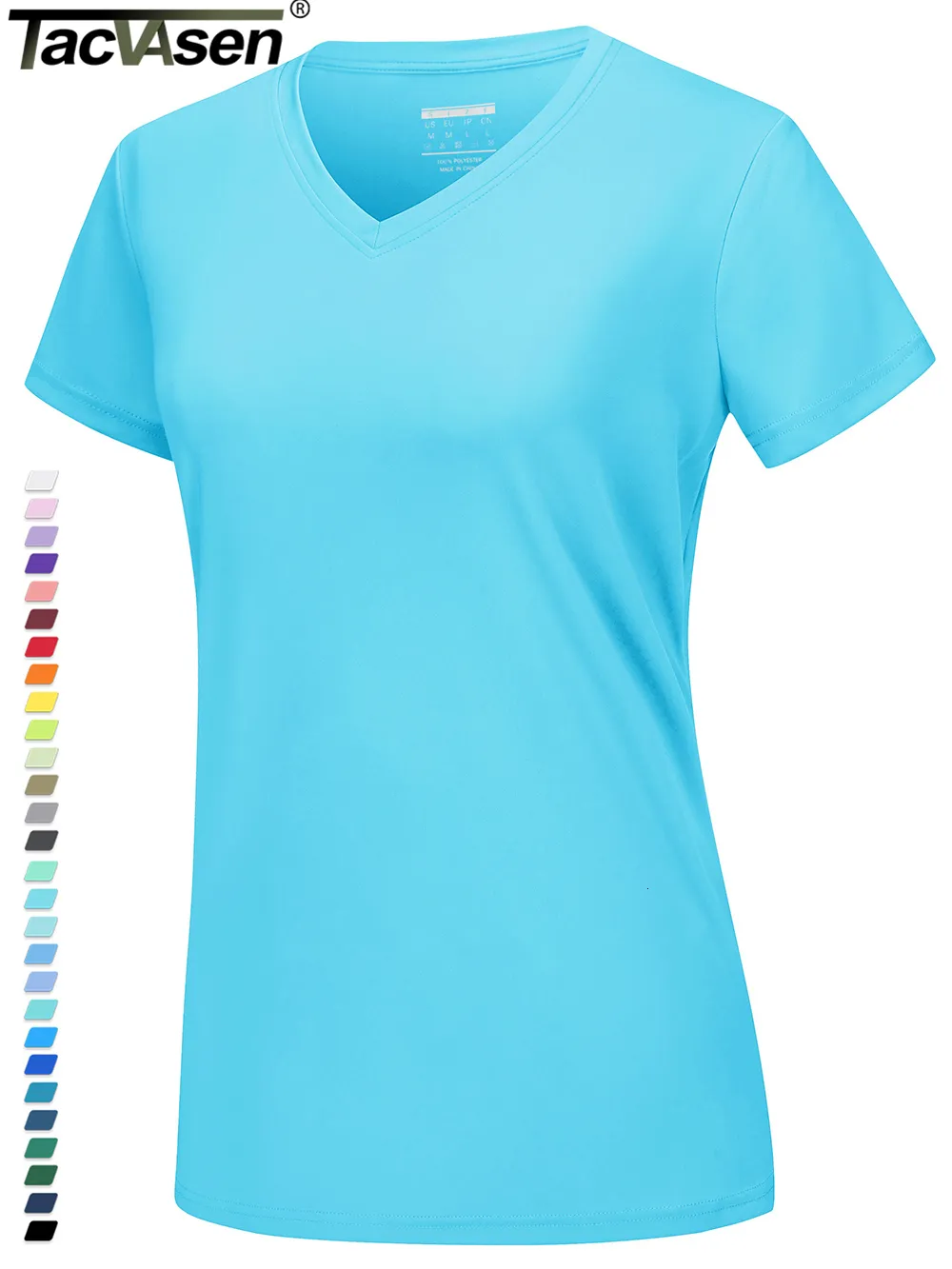 女性用TシャツTacvasen UPF 50Summer Sunscreen VネックTシャツ女性用Tシャツ通気性軽量乾燥シャツトップ230407