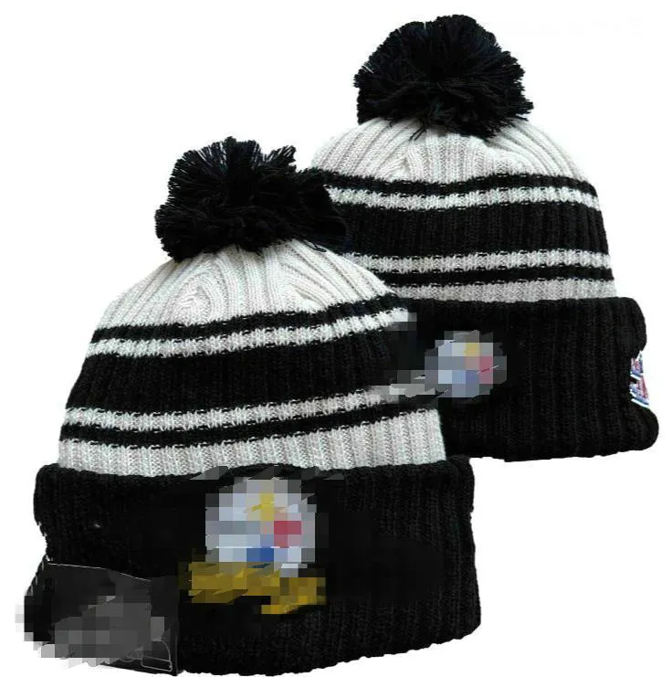 Men Knitted Cuffed Pom Pittsburgh Beanies PIT Bobble Hats Sport Knit Hat Striped Sideline Wool Warm BasEball Beanies Cap For Women A4