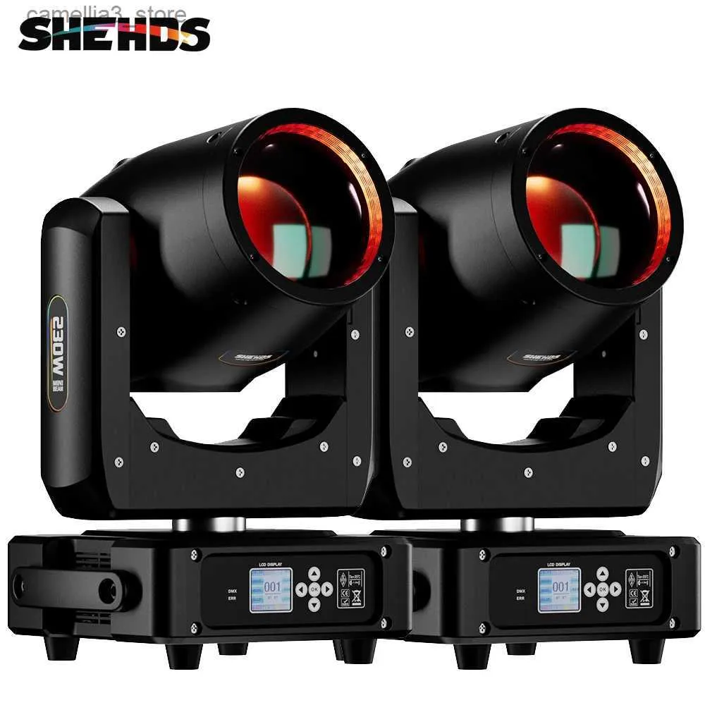 移動ヘッドライト新しい到着Shehds 2PCS Bulb Mini 230W 7R Moving Head Lighting Flight Case for DJ Disco Wedding Nightclub Theater Q231107