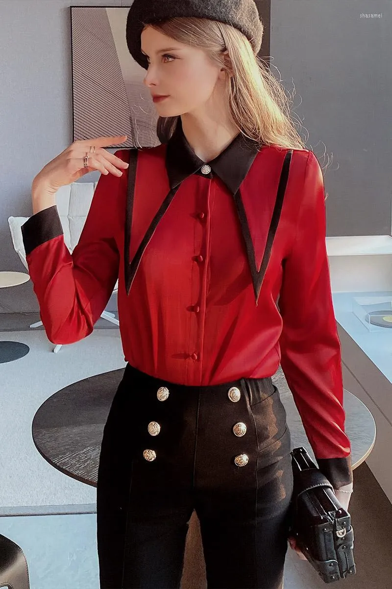 Damenblusen Dabuwawa Frühling Herbst Elegante Frauen Solide Bluse Lange Ärmel Shirts Mode Weibliche Damen 2023 DM1AST007