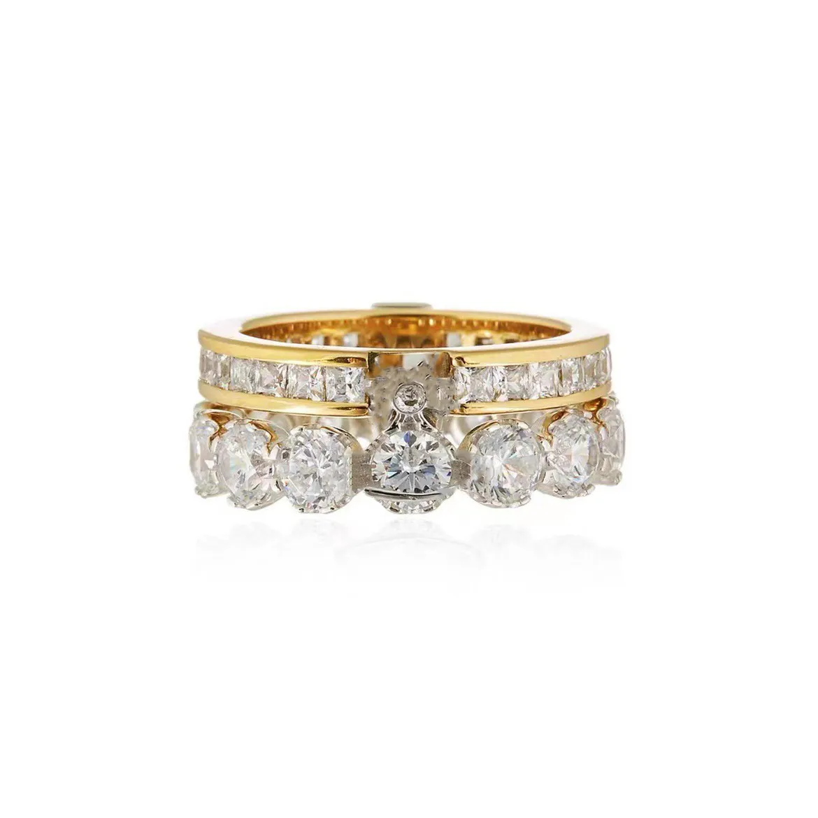 Parringar West Vivi Double Layer Löstagbar Flash Diamond Crown Ring staplad slit Ljus Ring grossist bröllop Luxury Engagement Bijoux Cjewelers
