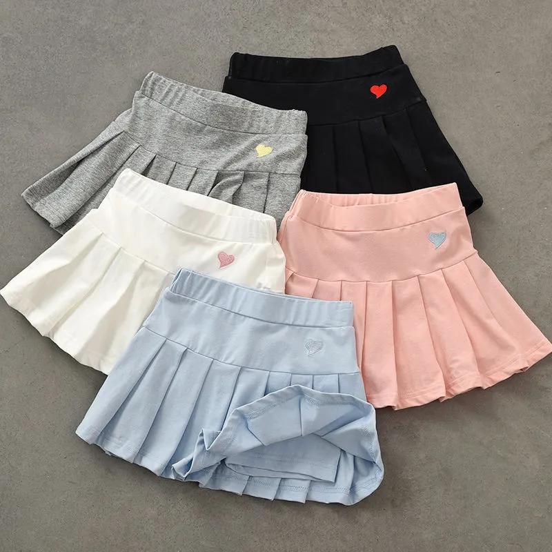 Girl S Dresses Girls alla matchar veckade Culottes Medium och små barn S Summer kjol med inre säkerhetsbyxor Studentuniform kjolar 230407