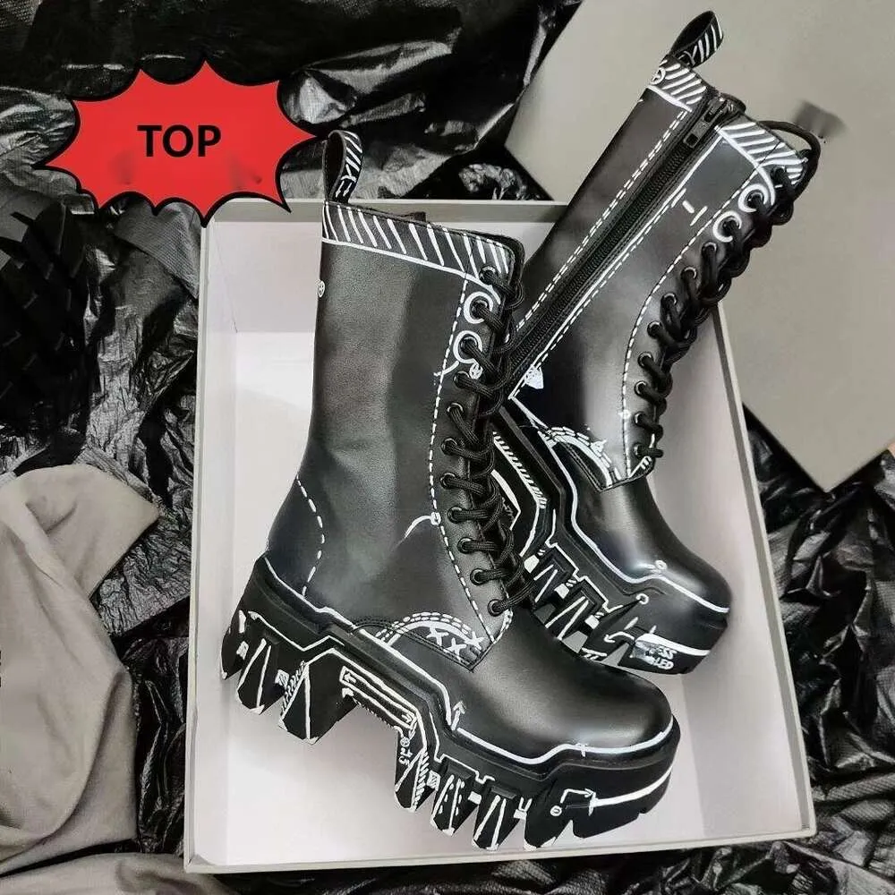 Bb Motorradstiefel Damen Langstiefel B 23 Alen Designerschuhe Schnürstiefel Punkstiefel dicke Sohlen Damenmode Schneestiefel