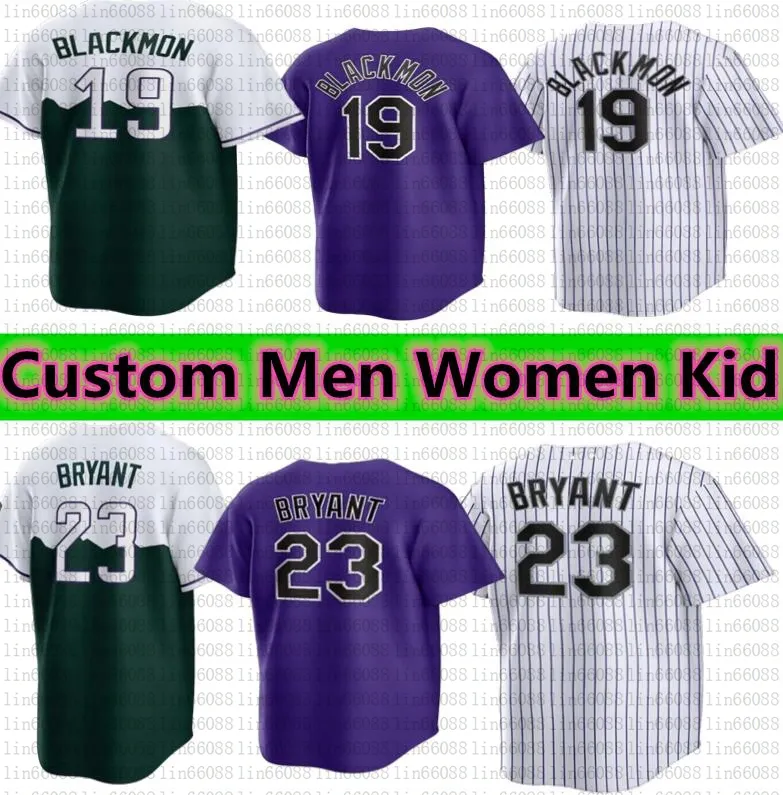 S-4XL 2023 Custom Kris Bryant Jersey Randal Grichuk Connor Joe Charlie Blackmon Todd Helton Larry Walker Jose Iglesias Ryan McMahon C.J Cron