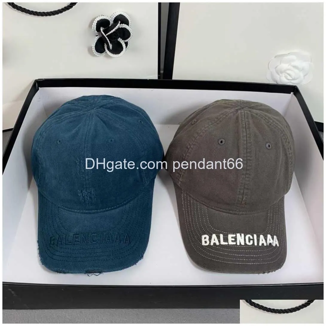 mens and womens designers casquette sports denim ripped ball caps solid color b letter outdoor couple hats