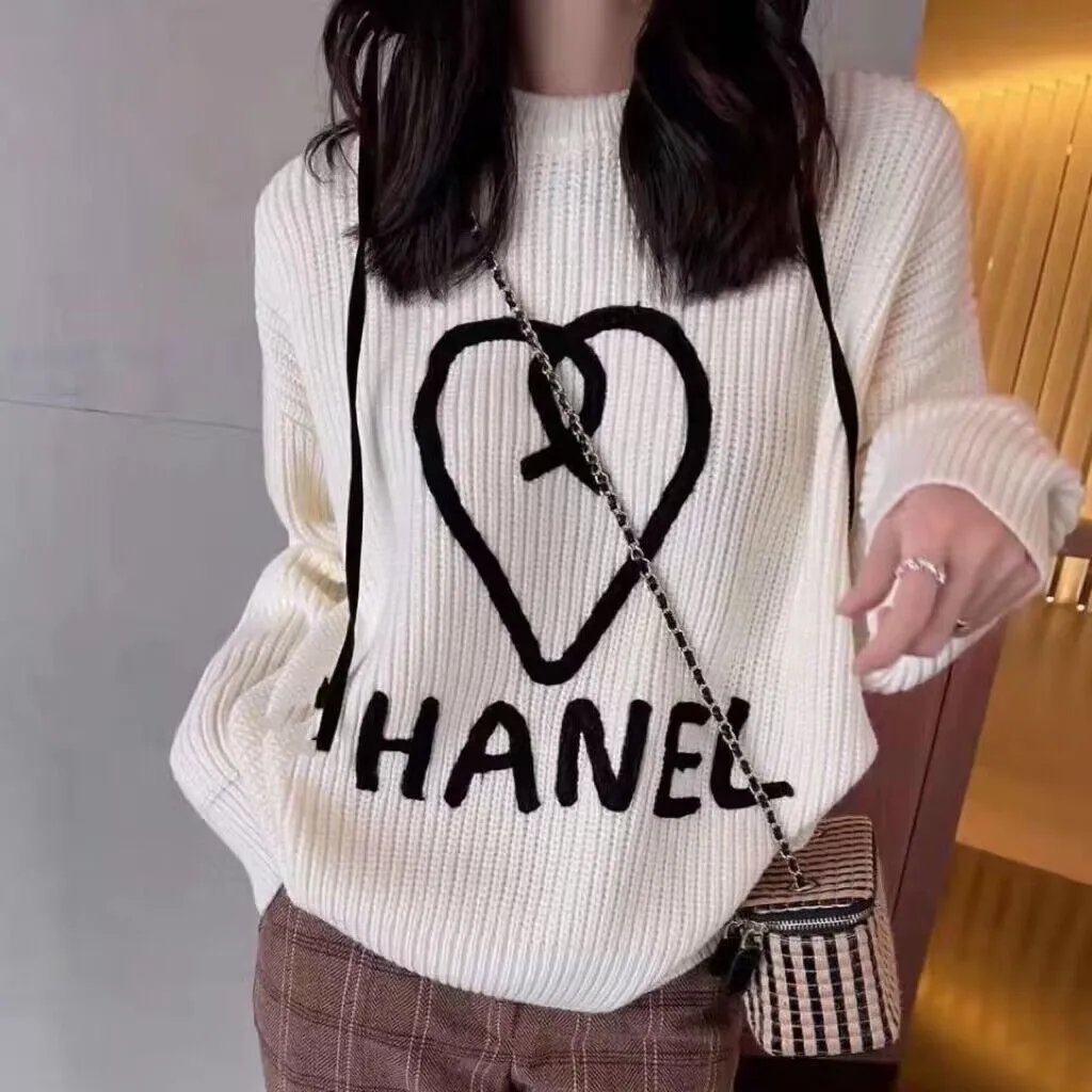 디자이너 여성 스웨터 편지 자수 의류 느슨한 풀오버 스웨터면 시니어 고급 의류 캐주얼 니트 크기 S-XL