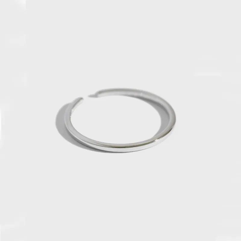 100% Genuine 925 Sterling Silver Open Rings for Women Korean Smother Simple Line Plain Adjustable Finger Ring Fine Jewelry Wholesale YMR077