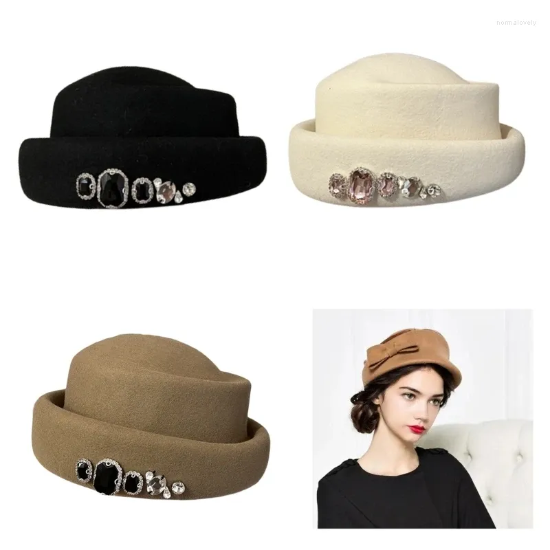 Berets vintage lã feltro chapéu para mulheres meninas pintor boné à prova de vento motorista adulto frio gorro headdress