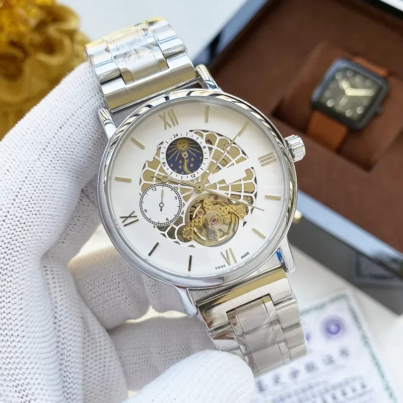 AA Neue Luxus-Herrenuhren, Größe 42 mm, automatische mechanische Golduhr, Designer-Armbanduhren, hochwertige Top-Marke, Mondphasen-Stahlarmband, Mode-Geschenk-Stil, heiß