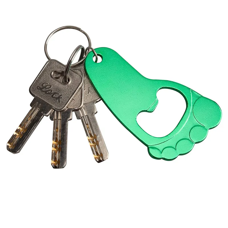 Aluminium Alloy Foot Shape Bottle Opener with Keychain Key Tag Chain Ring Accessories LX5535