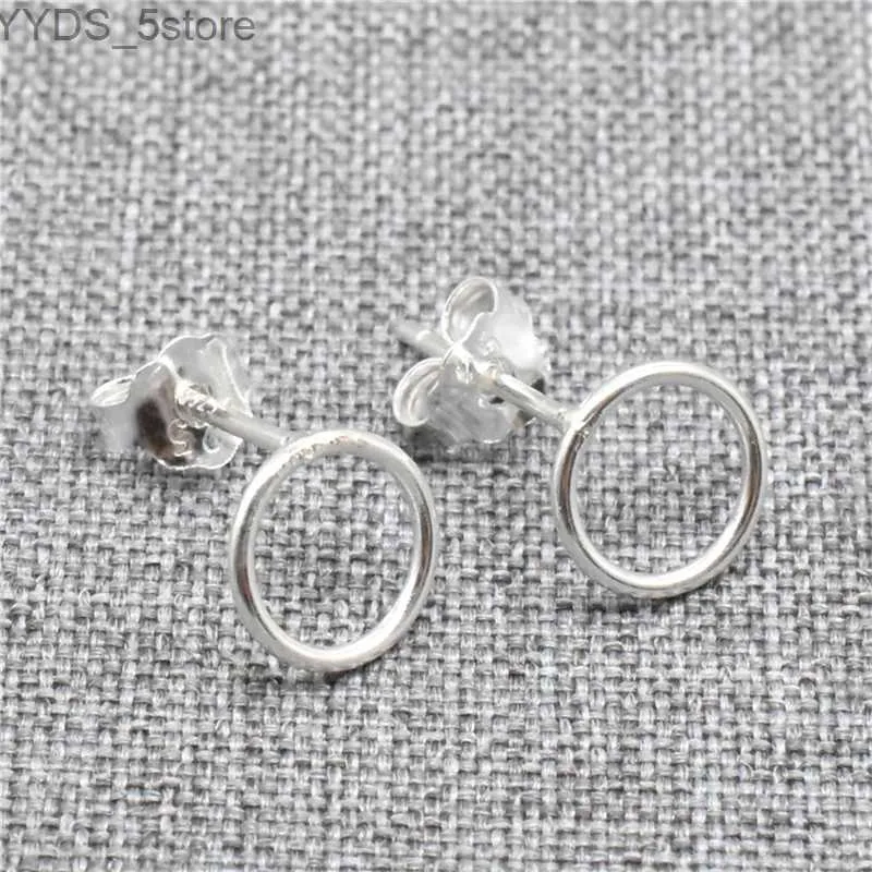Stud 5 Par 925 Sterling Silver Circle Ear Posts 7mm Round Ring Stud Earring YQ231107