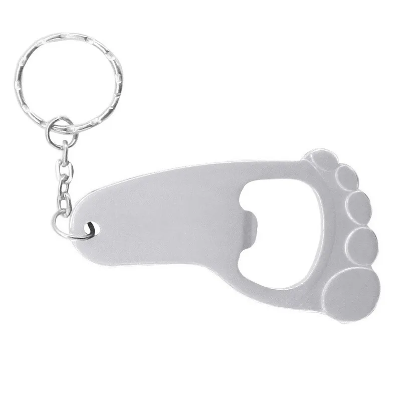Aluminium Alloy Foot Shape Bottle Opener with Keychain Key Tag Chain Ring Accessories LX5535