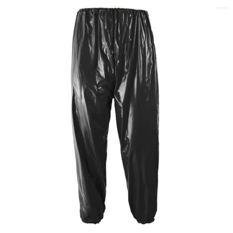 Vêtements de gymnastique 2pcs femmes hommes exercice fitness PVC course résistant à l'usure haut pantalon sueur sauna costume perte de poids taille élastique robuste