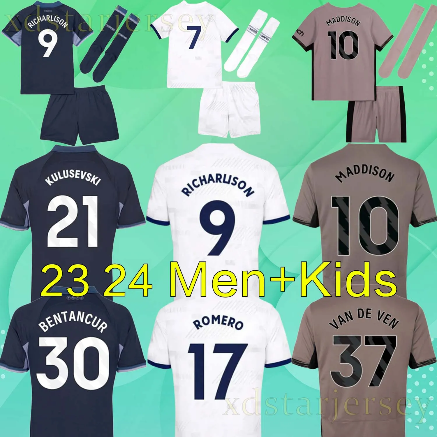 23 24 Maglie da calcio MADDISON ROMERO RICHARLISON KULUSEVSKI 2023 2024 VAN DE VEN BISSOUMA JOHNSON Kit da calcio Camicia SPURS Top Uomo Bambini Set