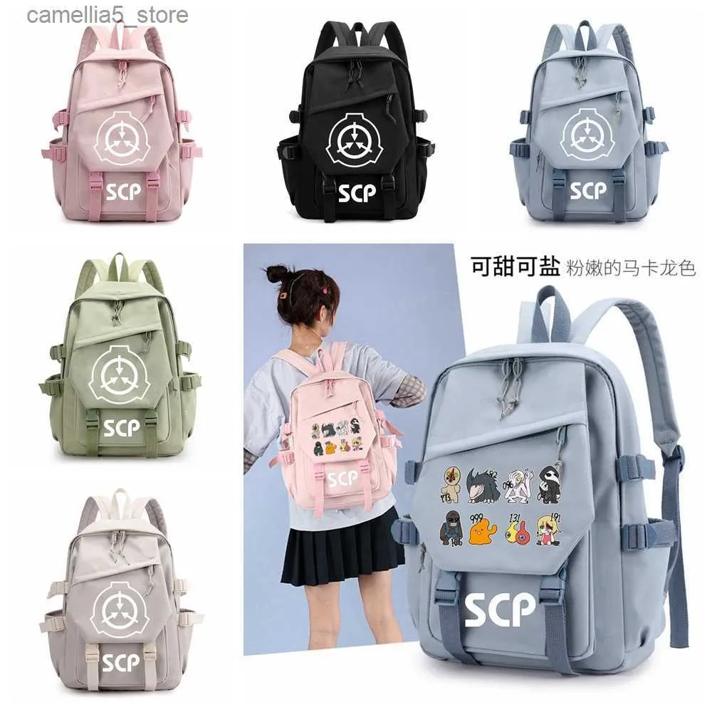 Backpacks Hot Game SCP Foundation Nylon Backpack Schoolbag Outdoor Bags Girls Women Travel Laptop Bags Kids Teens Mochila Gift Q231108