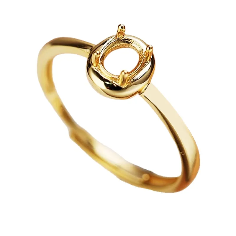 Anello da donna in argento sterling 925 con montatura semi 4x5mm taglio ovale con montatura classica in oro bianco placcato in oro giallo 100% gioielleria raffinata regolabile con gambo aperto regalo per feste