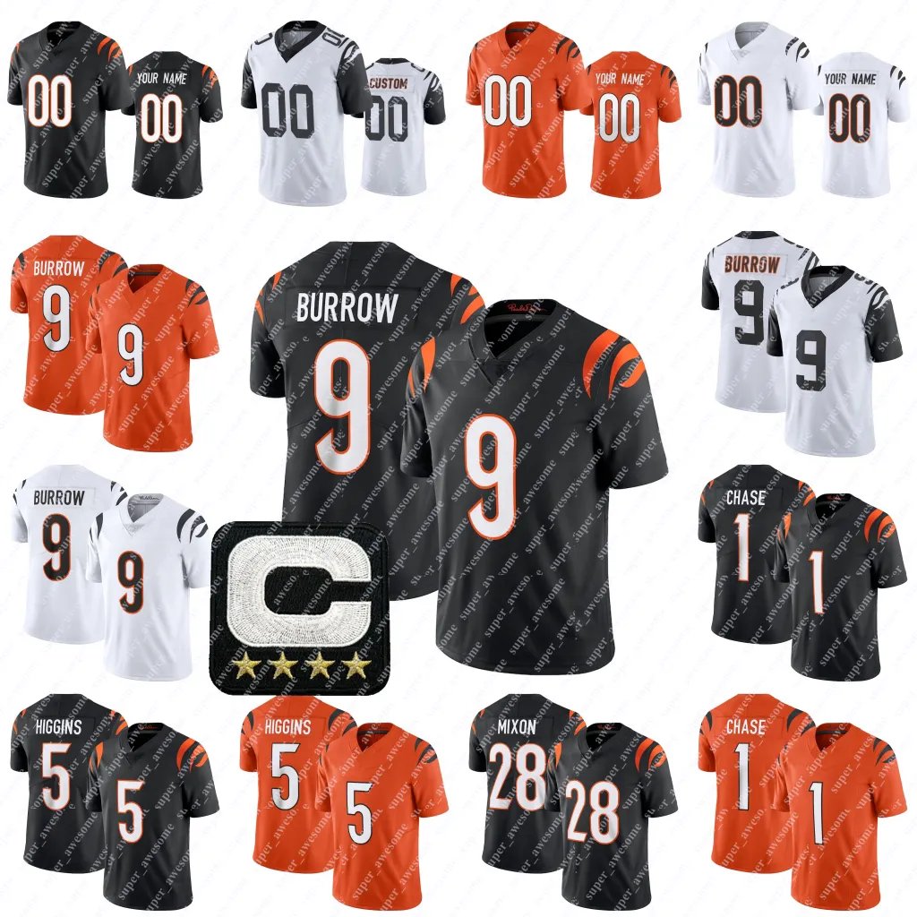 Joe Burrow Fußballtrikot Ja'Marr Chase Joe Mixon Tee Higgins Tyler Boyd Trey Hendrickson Andrei Iosivas Myles Murphy Cam Taylor-Britt Logan Wilson Evan McPherson