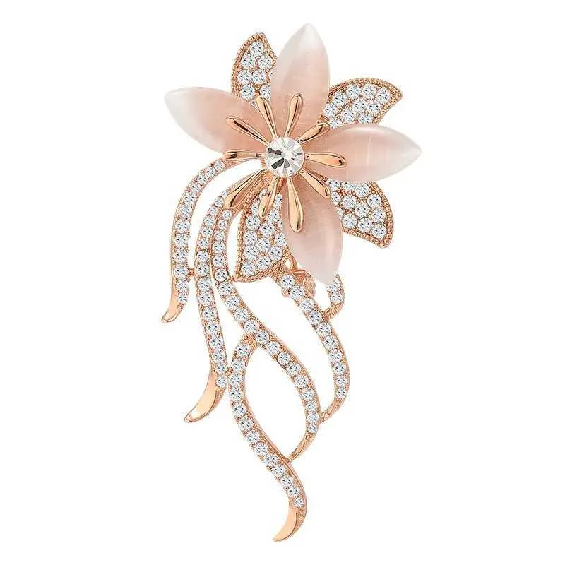 ♡♡♡ DHgate.com:Exquisite Zircon Cats Eye Orchid Flower Brooch