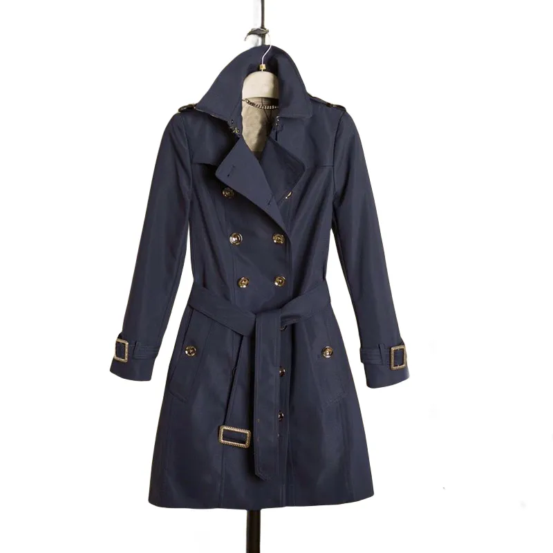 Heiße klassische Mode England-Art-Trenchcoat-Frauen-Marken-Qualitäts-lange zweireihige Jacke/Stickerei-dünner Trenchcoat S-XXL