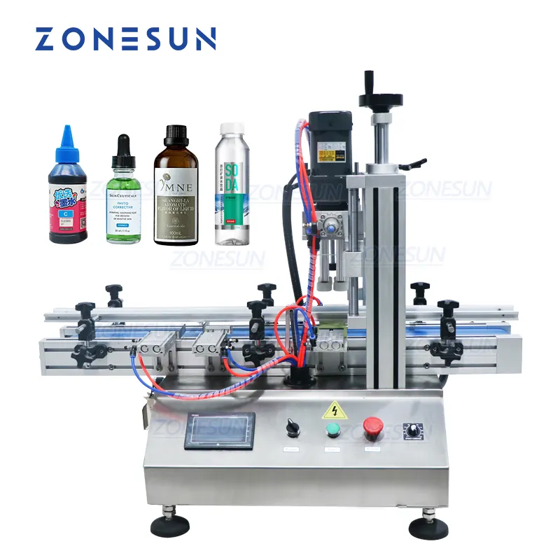 ZONESUN ZS-XG1860 태블릿 자동 스프레이 유리 플라스틱 병 캡핑 기계 E-Juice Jar Cap Screwer