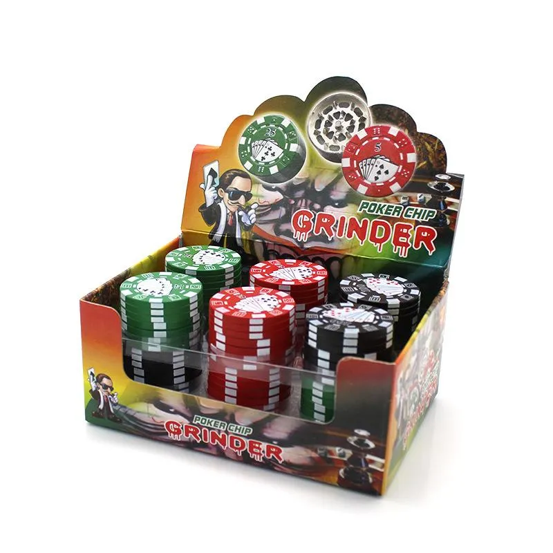 Bardian Poker Chip Kräutermühlen, 4 Ebenen, Kunststoff, Mini-Rauchbrecher, rund, manuell, Räuchermühle, Haushalt, 5 5 Fuß, E19 LL