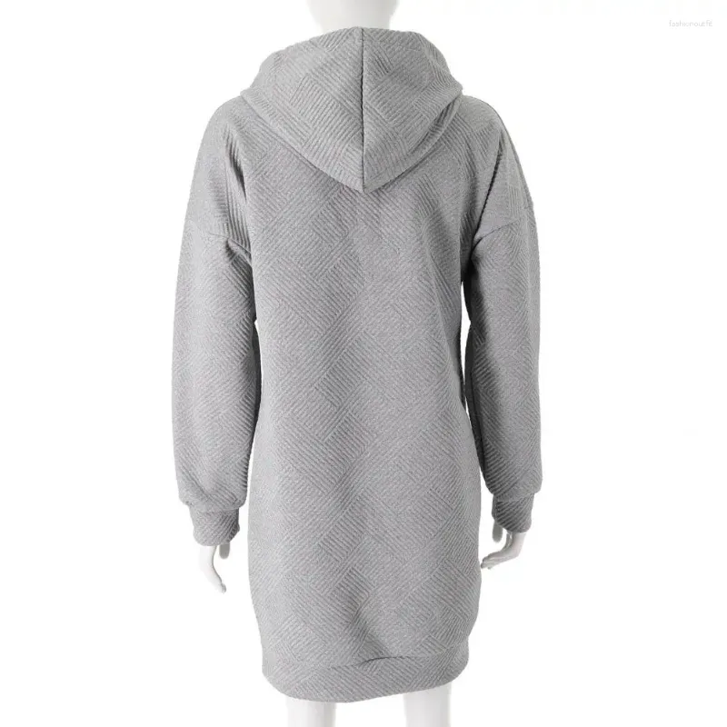 Sudaderas con capucha para mujer Sudadera con capucha para mujer Vestido con capucha informal de moda con bolsillo frontal con cordón Color sólido Manga larga para ropa de calle