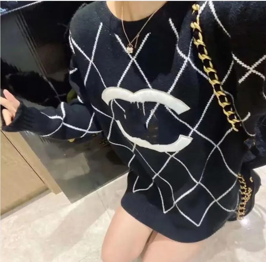 New women's Designer pullover Knit Sweater Jacket Crochet Mujer fashion Brand Womens black Long Sleeve Letters Jacquard Casual Hoodie Shirt Women Clothes