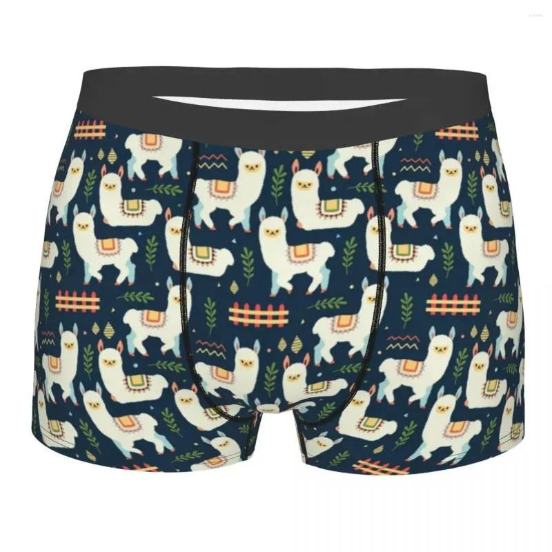 Underpants Cute Alpaca Pattern Men's Underwear Animal Boxer Briefs Shorts Panties Novelty Breathable For Male S-XXL