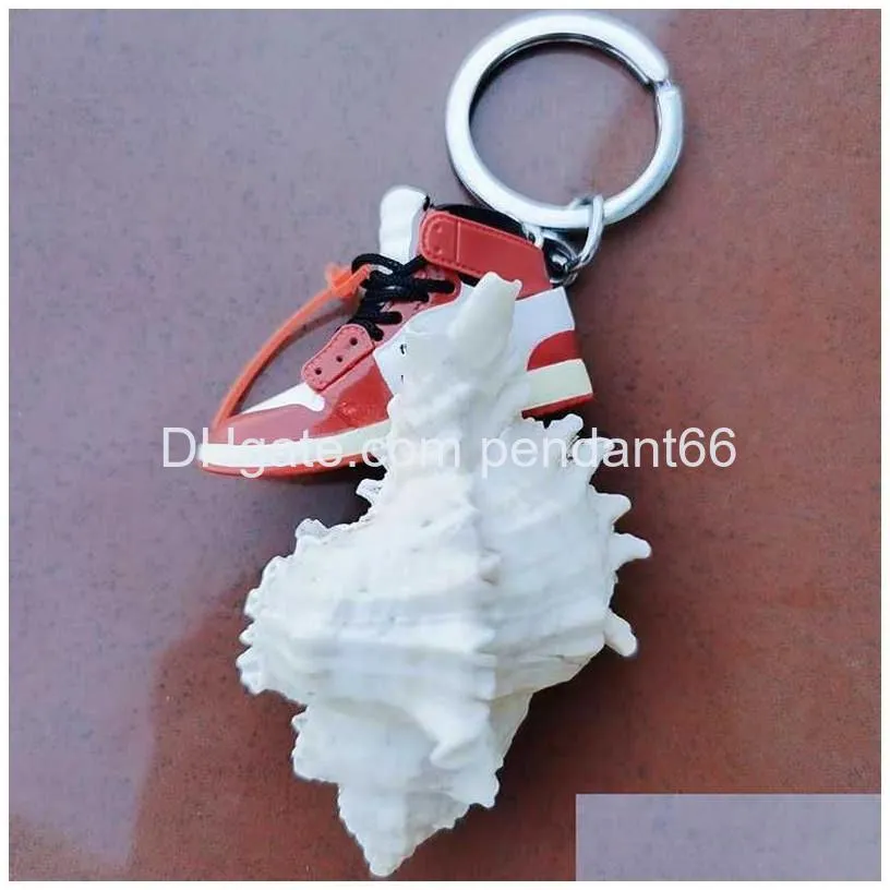 Keychains Lanyards Simation 3D Sneakers Keychain Fun Mini Pu Basketball Shoes Keyring Diy Finger Skateboard Accessories Jewelry Pe Dhzti