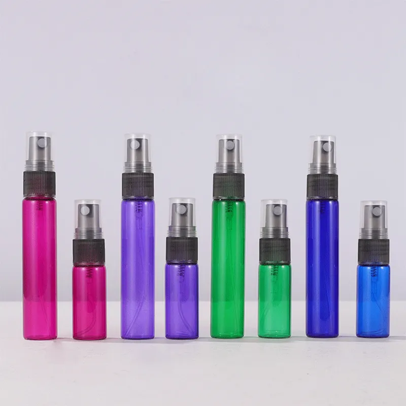 Free Sample Colorful Tube Empty Perfume Vial 5ml 10ml Glass Spray Bottle