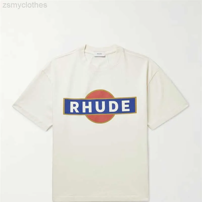 Men's T-Shirts Rhude Summer Vintage Racer Cotton Men's And Women's Short-Sleeved T-Shirts White SMLXL